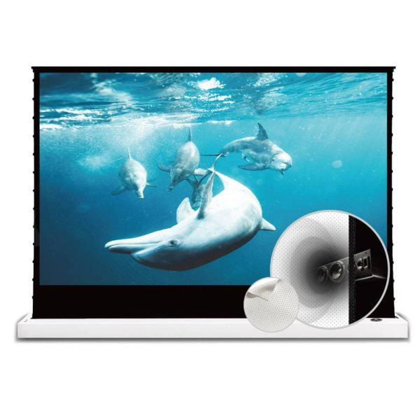 S White Cinema P Motorised Floor Rising Projector Screen (With White Cinema Material)(For Standard Throw Projectors)(Sound Perforated Acoustic Transparent)