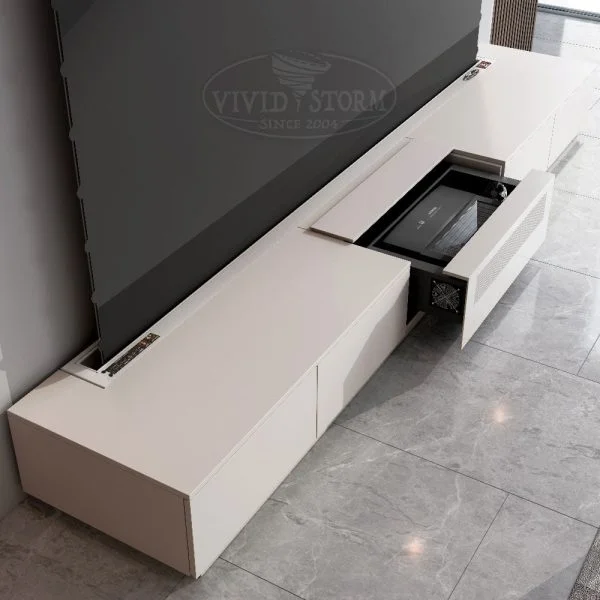 VIVIDSTORM MOTORISED LASER TV CABINET MONTE CARLO WHITE