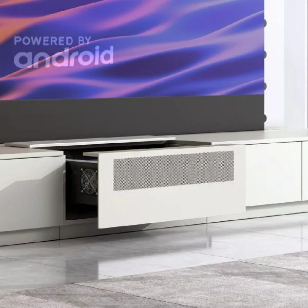 VIVIDSTORM MOTORISED LASER TV CABINET MONTE CARLO WHITE