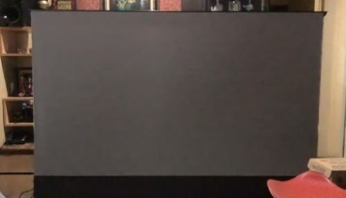 Click to view full screen VIVIDSTORM Slimline ALR Motorised Tension Obsidian Long Throw Drop Down Projector Screen photo review