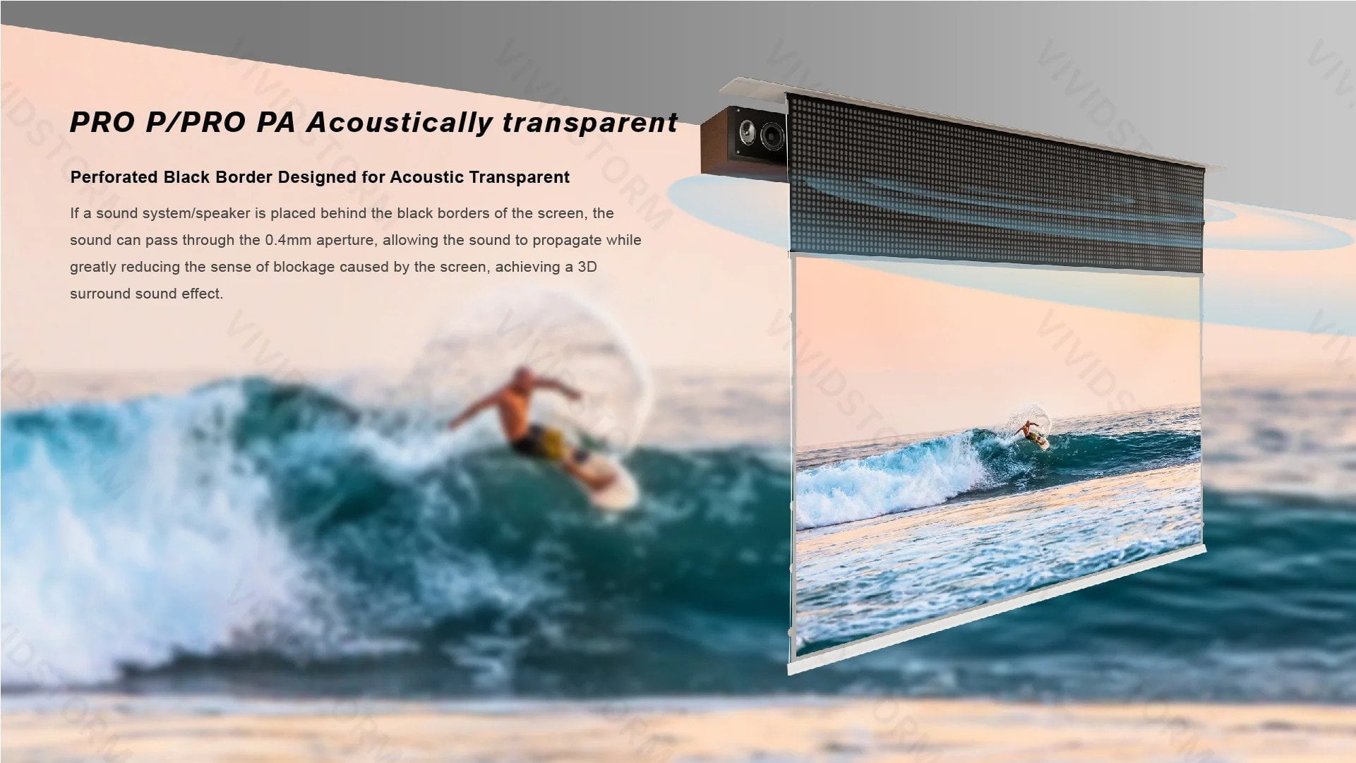 VIVIDSTORM PHANTOM Recessed In-Ceiling Motorized Tension UST ALR Projector Screen