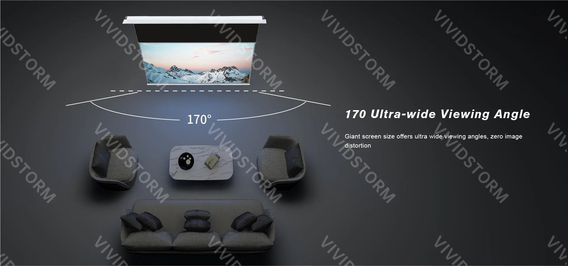 VIVIDSTORM PHANTOM Recessed In-Ceiling Motorized Tension UST ALR Projector Screen