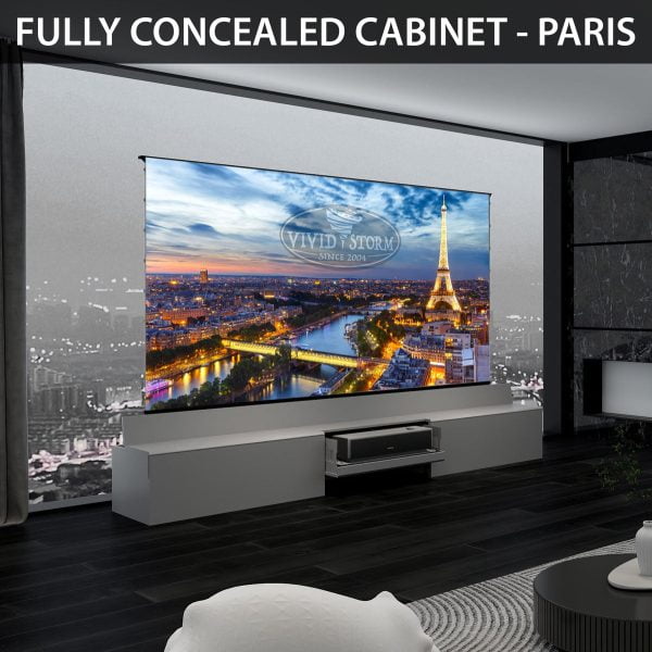 VIVIDSTORM Fully Concealed Motorised Laser TV Cabinet Paris